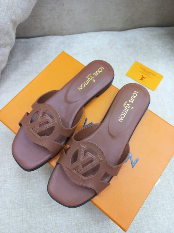 Louis Vuitton Flat Leather Slippers For Women